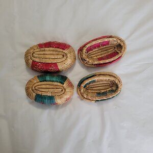 Woven Trinket Jewlery Baskets 2 Small Vintage Handmade